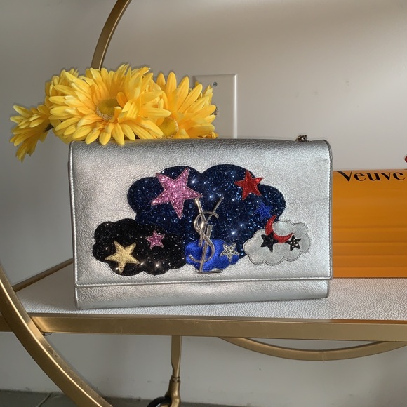 Saint Laurent Silver Kate Monogram Medium Cloud - Picture 2 of 8